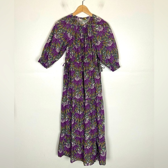 Marie Oliver Farin Maxi Dress Size M Palm Fan Green Purple Multi $438 RT - Picture 1 of 13